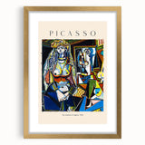 Extra large abstract art print featuring a textured, multicolored Picasso design in a gold frame.