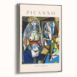 Framed canvas featuring a Picasso-inspired abstract landscape in colorful art tones.