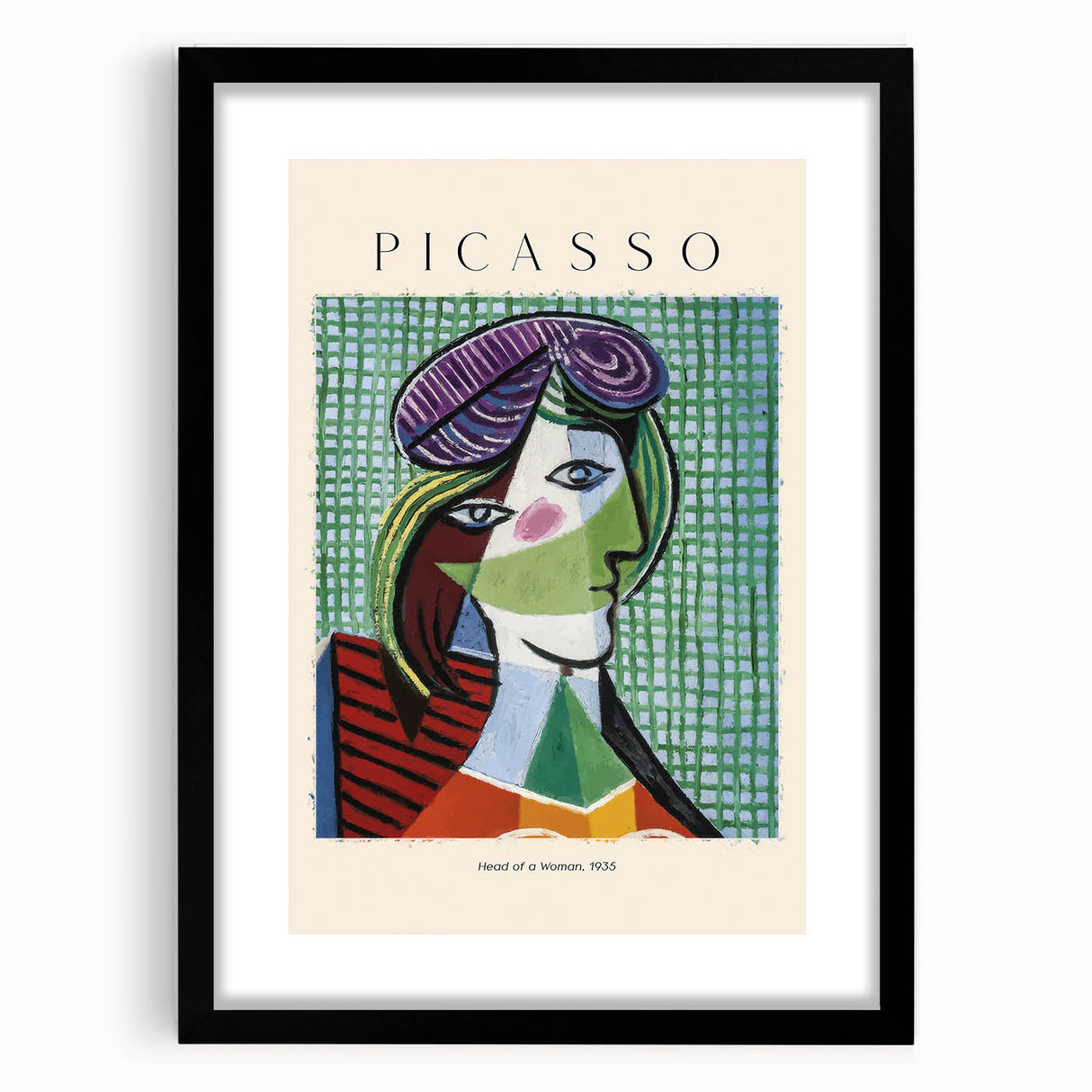 Extra large abstract art print featuring colorful, textured shapes, framed in black; ideal for living room decor.