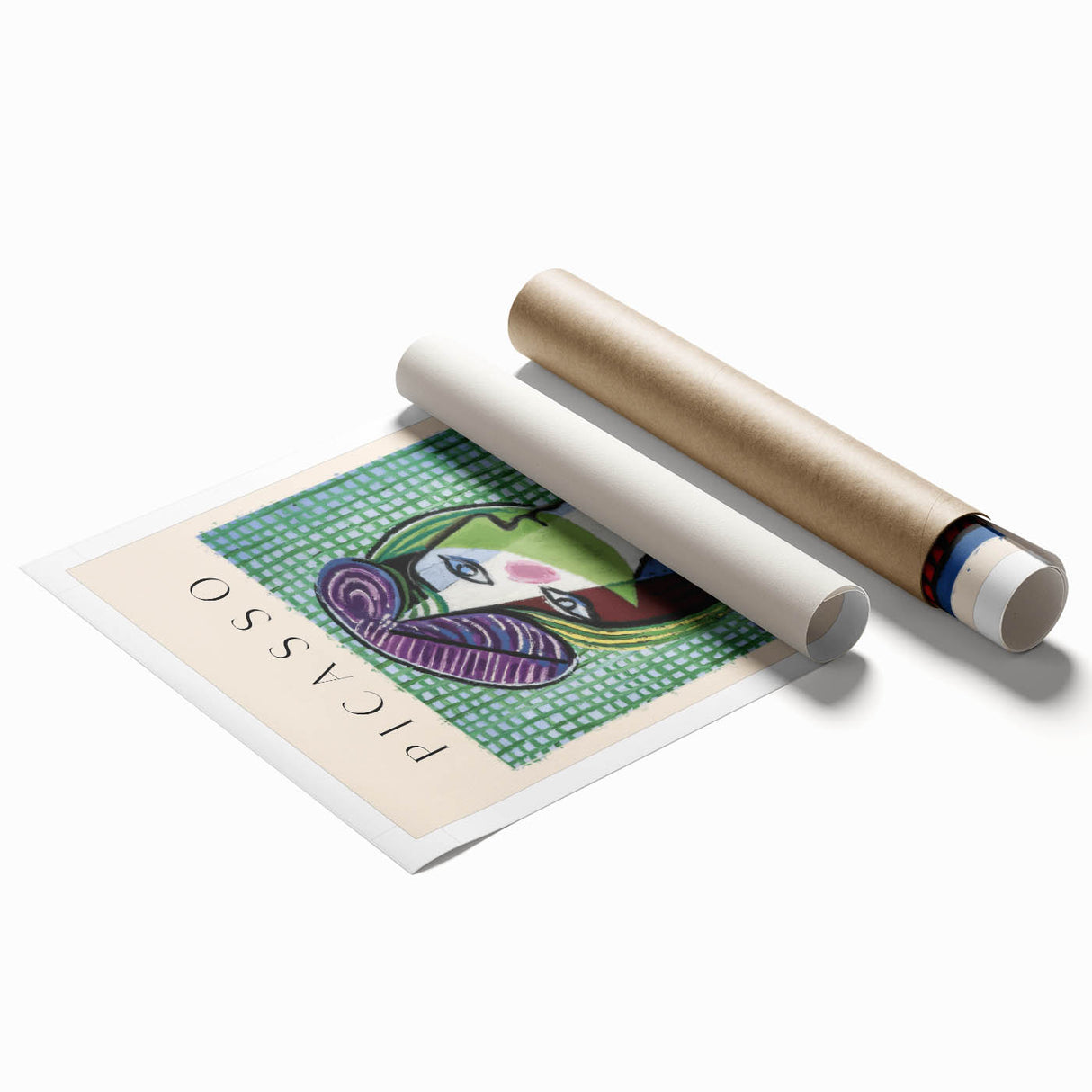 Extra large rolled print featuring abstract floral design in vibrant colors, ideal for classy bathroom wall art.