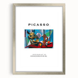 Textured abstract art print in silver frame, featuring dynamic shapes in neutral tones, ideal for bedroom wall decor.