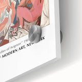 Large abstract wall art in mid-century modernist style on acrylic glass, featuring geometric shapes in bold colors.