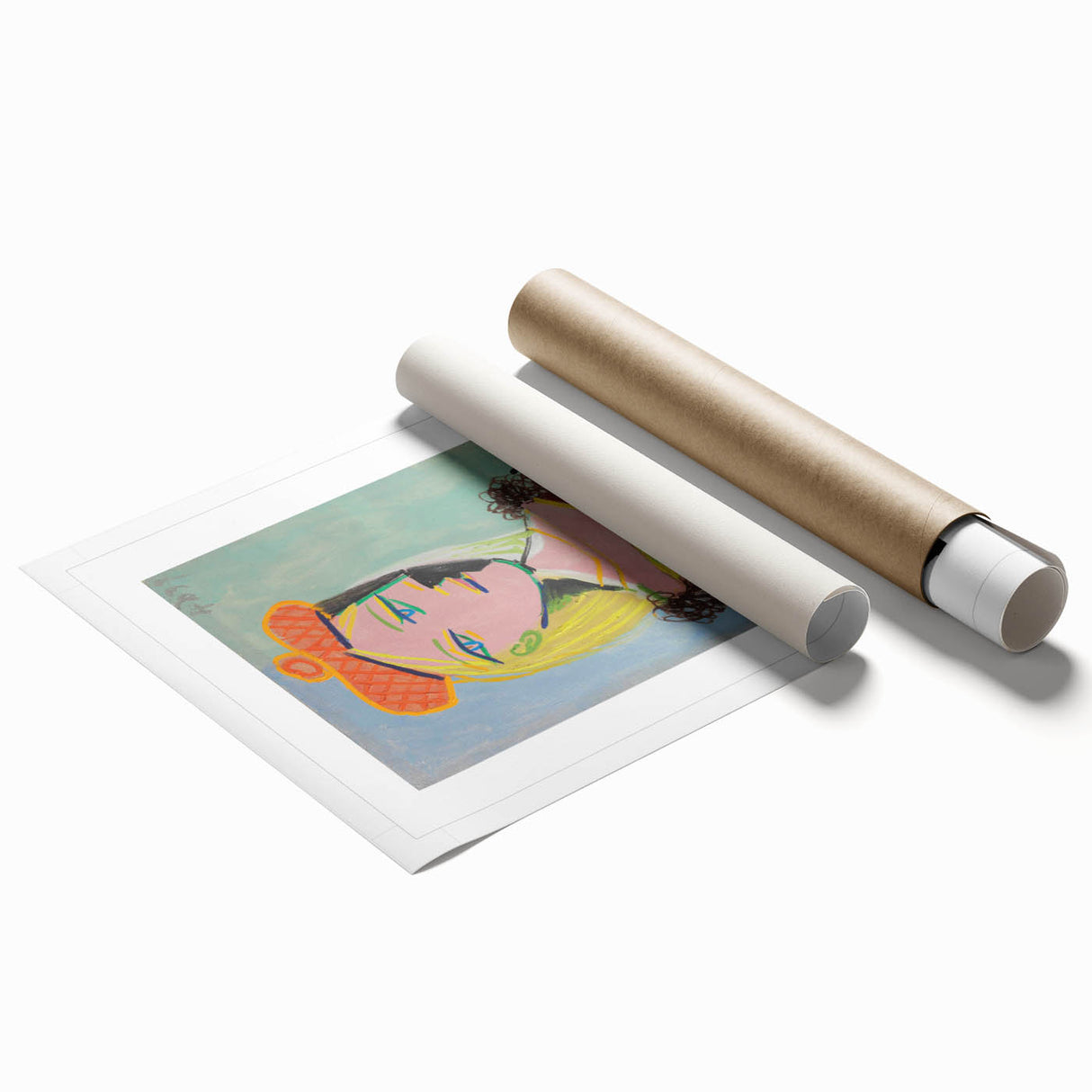 Extra large rolled print featuring abstract floral design in vibrant colors, ideal for classy bathroom wall art.