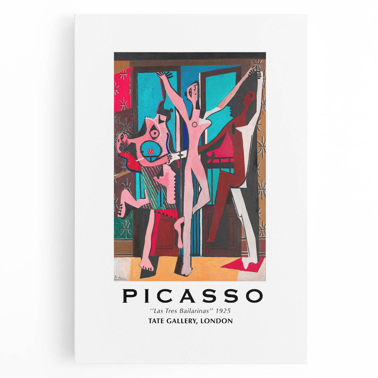 Black and white abstract Picasso design on stretched canvas, ideal for kitchen wall art.