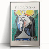 Mid-century modernist art deco poster featuring abstract geometric shapes in muted silver and gray tones, framed acrylic.