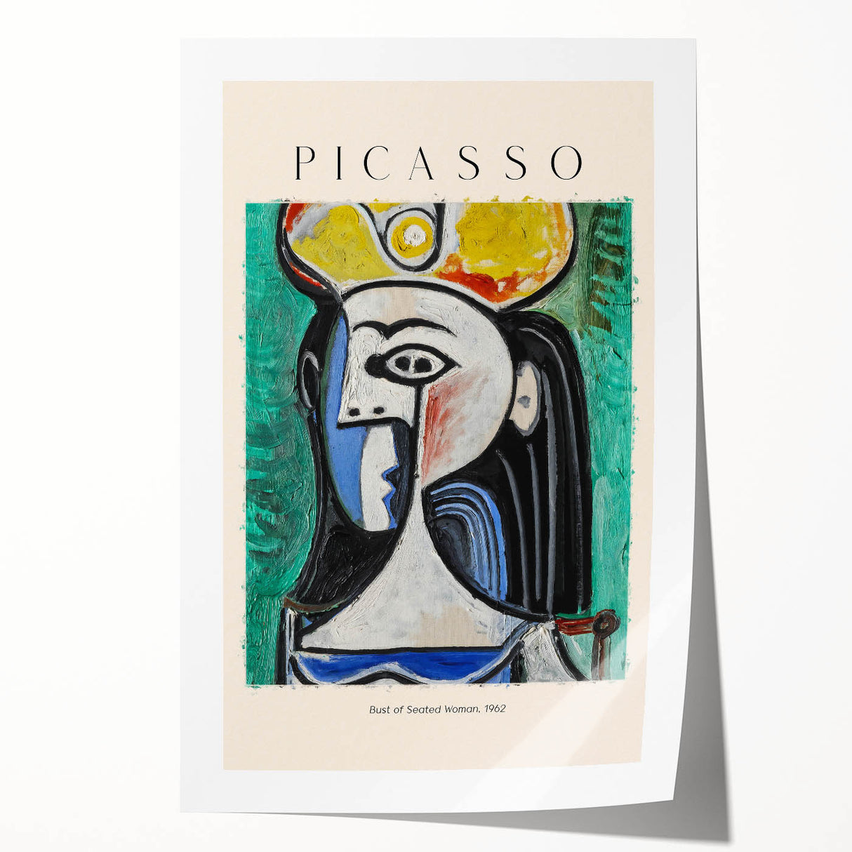 Abstract Picasso-inspired floral print in neutral tones on rolled canvas, suited for art wall dining room.