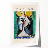 Abstract Picasso-inspired floral print in neutral tones on rolled canvas, suited for art wall dining room.