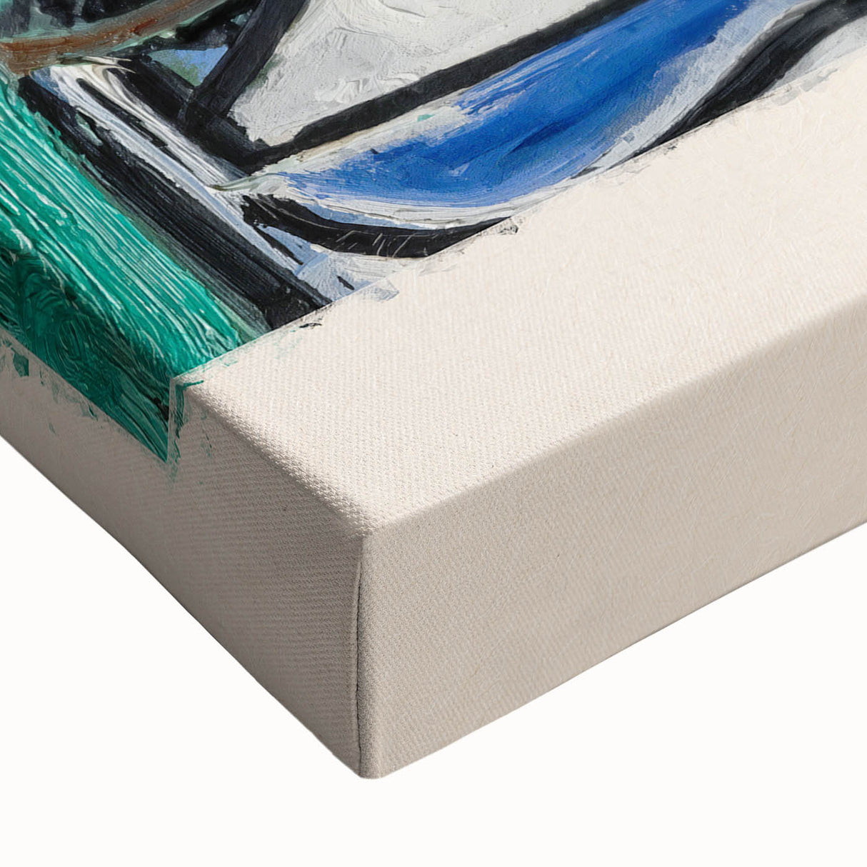 Large art depicting a black and white abstract landscape on stretched canvas, suitable for bedroom wall decor.