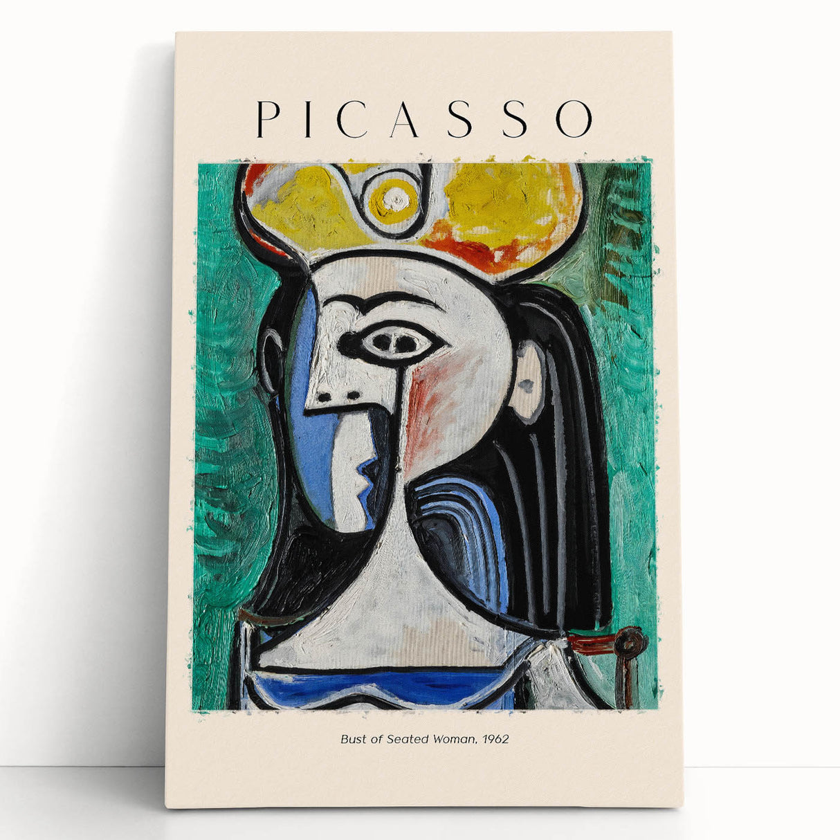 Black and white abstract Picasso-style print on stretched canvas, ideal for kitchen wall art or bedroom ambiance.