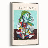 Landscape art painting on framed canvas featuring a colorful, abstract design with black accents.