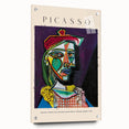 Large abstract wall art on acrylic glass, featuring vibrant primary colors and cubist shapes.