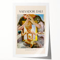 Salvador Dali-inspired floral print on rolled canvas, featuring vibrant colors and surrealistic style.