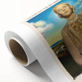 Art deco poster of a surreal Salvador Dali design in muted tones on rolled canvas, ideal for nursery wall art.
