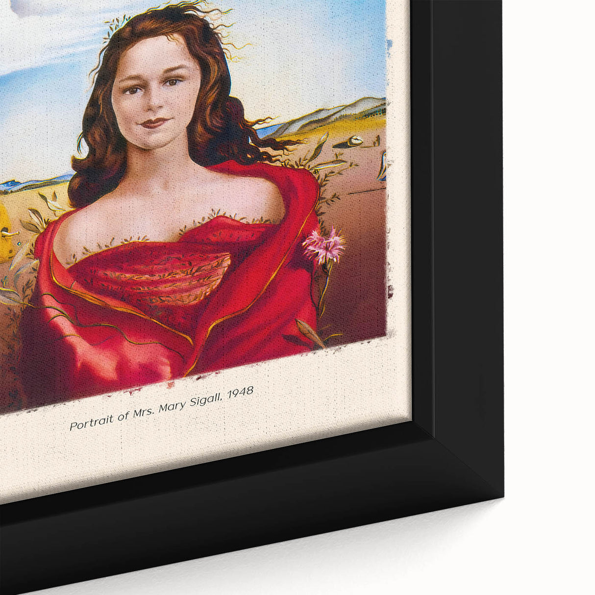Extra large framed canvas featuring a textured, colorful abstract design with predominant black tones.