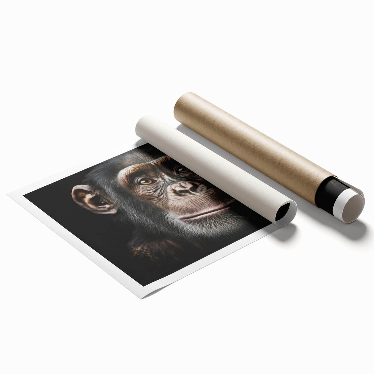 Vibrant wall art print featuring a playful monkey and chimpanzee design, showcasing colorful jungle elements on high-quality canvas, ideal for animal lovers.