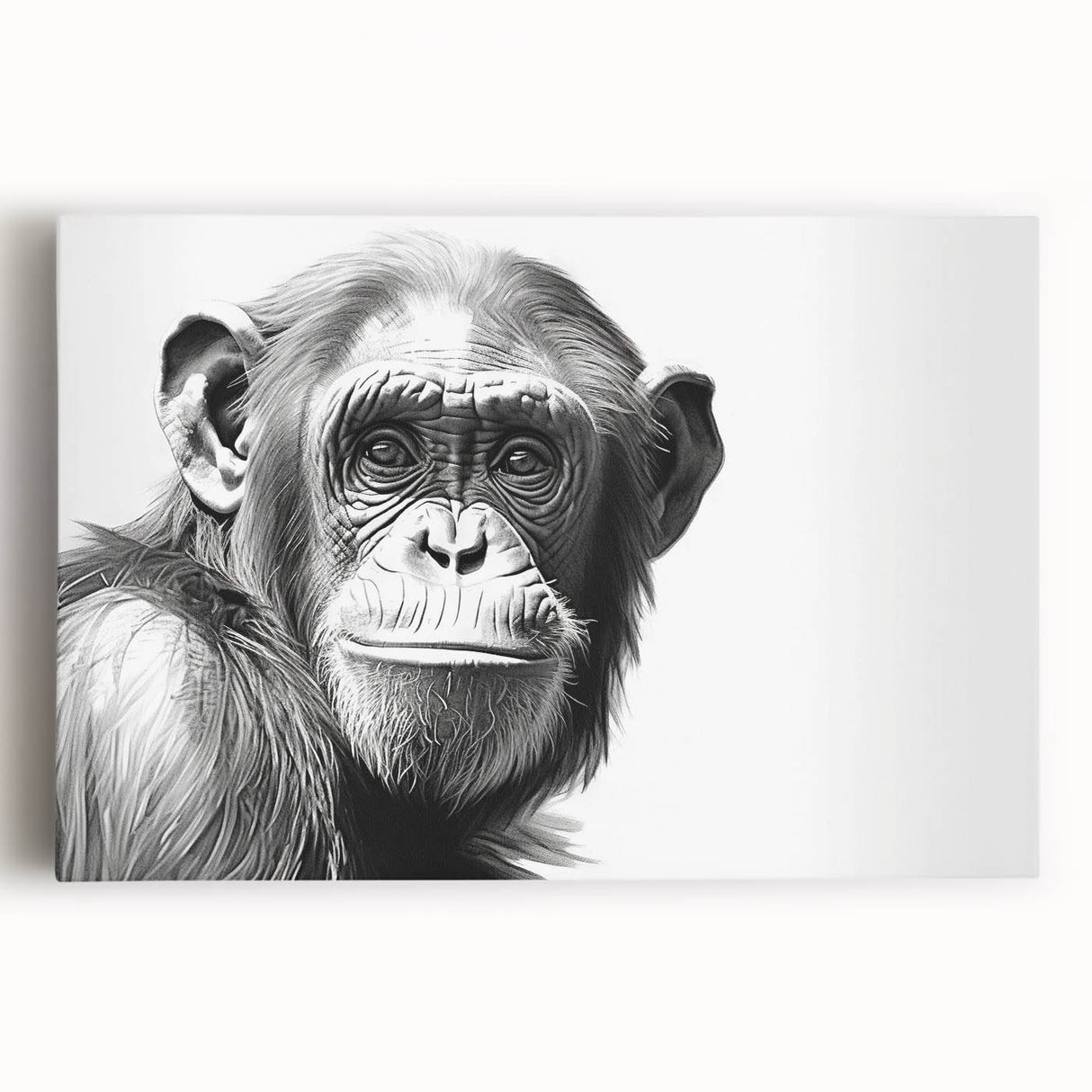 Colorful wall art design featuring a playful monkey and chimpanzee illustration on stretched canvas, ideal for children's rooms or wildlife lovers.