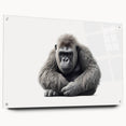 Acrylic wall art featuring a colorful monkey and ape gorilla design, displayed from the side with visible mounting pins, perfect for a vibrant home decor accent.