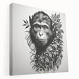 Side view of a stretched canvas wall art featuring a vibrant orangutan and monkey design, perfect for animal lovers and contemporary decor, showcasing rich colors and intricate details.