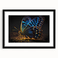 Extra large abstract art print featuring a colorful, textured close-up of a bird, framed in black.