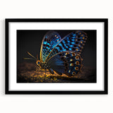 Extra large abstract art print featuring a colorful, textured close-up of a bird, framed in black.