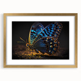 Extra large abstract art print of birds in flight, featuring textured gold frame and vibrant hues.