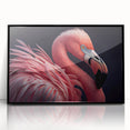 Large abstract wall art featuring a mid-century modernist bird design in black and white, acrylic print framed in black.