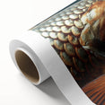 Art deco poster of exotic birds in vibrant colors on rolled canvas, ideal for nursery wall art.