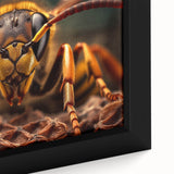 Close-up of a bird in vibrant colors on a black textured canvas, ideal for extra large living room wall art.
