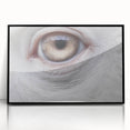 Large abstract wall art featuring a mid-century modernist bird design in black and white tones, framed in acrylic.