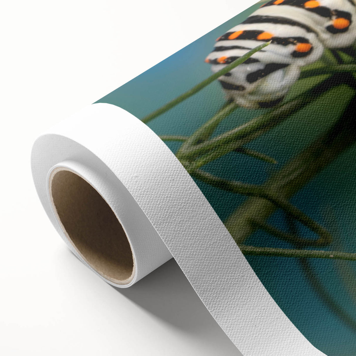 Art deco style poster of vibrant birds on branches, printed on rolled canvas, suitable for nursery wall art.