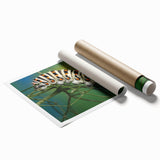 Extra large rolled print of a close-up bird in muted earth tones, ideal for classy bathroom wall decor.