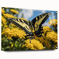 Acrylic print of a large abstract bird design in vibrant colors, ideal for bedroom or dining room decor.