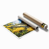 Extra large rolled print of a vibrant floral art with pink and green hues, ideal for classy bathroom wall art.