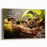 Framed canvas featuring a close-up of a bird in a golden frame, ideal for bedroom wall decor with a vintage poster art style.