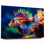 Large abstract wall art featuring a close-up of a bird in muted earth tones on acrylic glass.