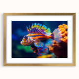 Extra large abstract art print featuring a textured depiction of birds in flight, with gold frame.