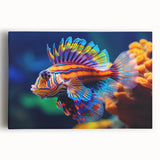 A black and white photo of a bird perched on a branch, printed on large stretched canvas, ideal for kitchen wall art.