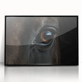 Large abstract wall art featuring a mid-century modernist bird design in black and white on framed acrylic.
