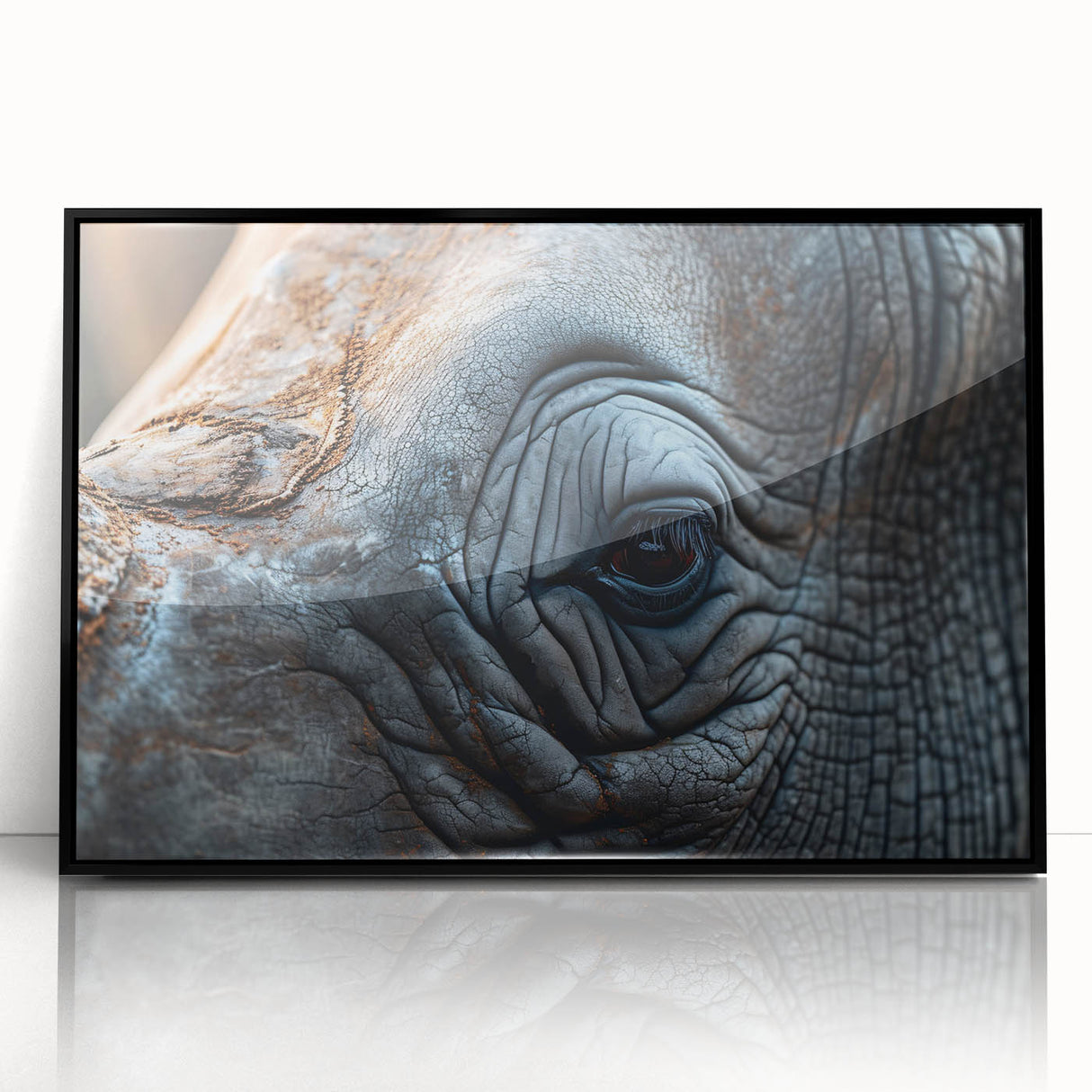 Large abstract wall art featuring a close-up of a bird, rendered in vibrant colors on a framed acrylic.