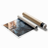 Close-up image of a bird in soft pastel shades on a rolled canvas, suitable for classy bathroom wall art.