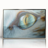 Mid-century modernist art of a bird in flight, framed acrylic with silver edges, in muted earth tones.