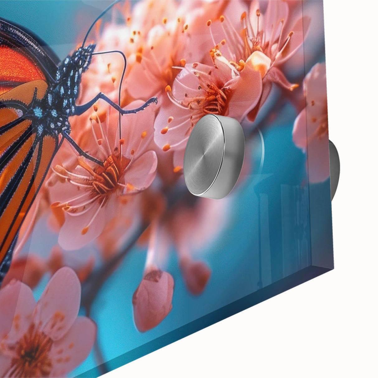 Large abstract wall art depicting birds in mid-century modernist style on acrylic glass, ideal for dining room ambiance.
