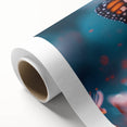 Art deco poster of vibrant birds in flight, printed on rolled canvas, ideal for nursery wall art.