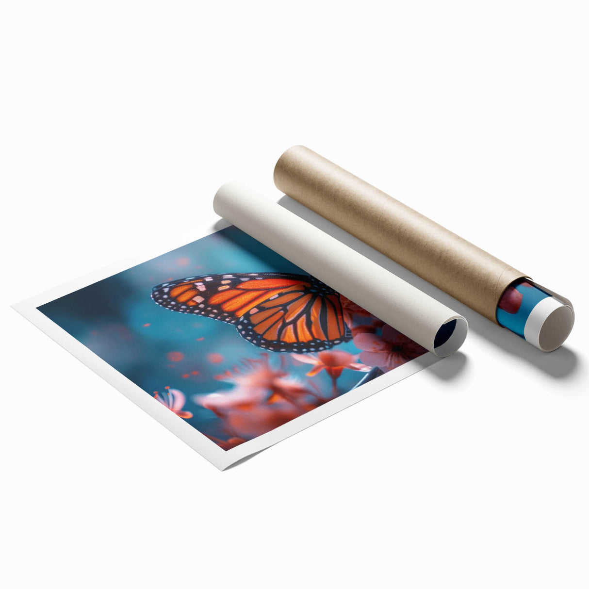 Extra large rolled print featuring a detailed close-up of a bird, rendered in soft pastel shades.