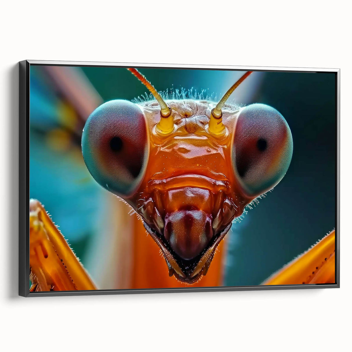 Black and white framed canvas featuring a close-up view of a bird, ideal for bedroom wall decor.
