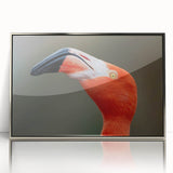 Mid-century modernist art depicting a bird in muted earth tones, framed acrylic, ideal for nursery wall decor.