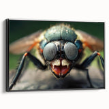 Black and white wall art featuring a close-up view of a bird, printed on framed canvas, suitable for bedroom decor.