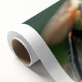Art deco poster of birds in soft pastel shades on rolled canvas, ideal for nursery wall art.