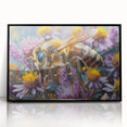 Large abstract wall art featuring a mid-century modernist birds design in black and white tones, acrylic framed.