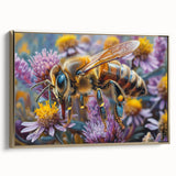 Framed canvas featuring a close-up of a bird in muted earth tones, ideal for bedroom wall art.